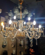 Load image into Gallery viewer, Sanleen Enterprises Modern Contemporary 12 Light Crystal Glass Chandelier Pendant Ceiling Lighting Fixture - Home Decor Lo