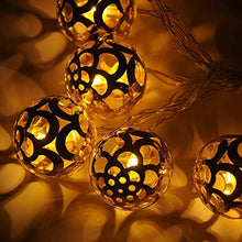 Load image into Gallery viewer, LILYPIN® Metal Ball Morrocan Orb White Wire String Light Fairy Lights for Diwali and Festival Decorations - Warm White - Home Decor Lo