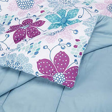Load image into Gallery viewer, AmazonBasics Easy-Wash Microfiber Kid's Bed-in-a-Bag Bedding Set - Full or Queen, Purple Flowers - with 4 pillow covers - Home Decor Lo
