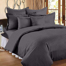 Load image into Gallery viewer, HIYANSHI HOME FURNISHING Microfiber Satin Stripes Double King bedsheet with 2 Pillow Covers 90'' x100'' inch (Elephant Grey) - Home Decor Lo