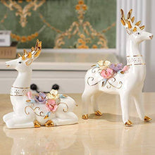 Load image into Gallery viewer, UNIVERSE LIGHTS Ceramic Deer Figurine Fawn Statue Sculpture, Large, White, Set of 2
