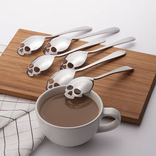 Load image into Gallery viewer, Skull Sugar Spoon : FOXAS 304 Stainless Steel Skull Sugar Spoon Tea and Coffee Stirring Spoon Set of 6 (18/10 Chromium Nickel) - Home Decor Lo