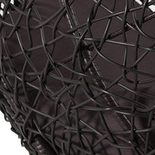 Load image into Gallery viewer, Carry Bird Furniture Metal; Rattan and Wicker Cocoon Ball Basket Chair Hanging Swing with Tufted Outdoor Poly-Fibre Patio Seat Padded Cushion Pillow and Stand Hook; Standard; Black - Home Decor Lo