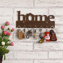 Load image into Gallery viewer, Webelkart Premium "Home" Keys Wooden Key Holder (29 cm x 13.5 cm x 0.4 cm, Brown)- 7 Hooks - Home Decor Lo
