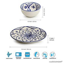 Load image into Gallery viewer, ExclusiveLane 'Moroccan Floral' Handpainted Ceramic Plates for Dinner Ceramic Dinner Plates with Katoris (8 Pieces, Serving for 4, Microwave Safe) - Dinner Sets Ceramic Bowls Set Dinnerware Sets - Home Decor Lo