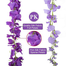 Load image into Gallery viewer, Artificial Silk Wisteria Vine Rattan Garland Fake Hanging Flower Party Home Garden Outdoor Ceremony Floral Decor,3.18 Feet, 6 Pieces (Purpule-2) - Home Decor Lo