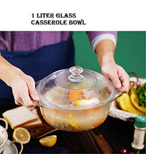 Load image into Gallery viewer, ARUZEN - 1000 ML - Glass Casserole Deep Round - Oven and Microwave Safe Serving Bowl with Glass Lid - Home Decor Lo