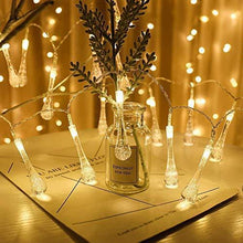 Load image into Gallery viewer, ITMumbai 20LED Crystal Drop Shape Fairy String Lights for Home Lighting Decoration (4 Meter Long Warm White) 2 Pin Plug - Home Decor Lo