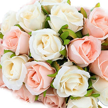 Load image into Gallery viewer, CEWOR 2 Packs Artificial Rose Flowers Bouquet 24 Heads Silk Flowers Rose for Home Bridal Wedding Party Festival Decor (Champagne) - Home Decor Lo