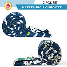 Load image into Gallery viewer, Divine Casa Microfiber Comforter/Blanket/Quilt/Duvet Lightweight, All Weather, Reversible Single Comforter Set of 2, Green and Blue- Abstract (110 GSM) - Home Decor Lo