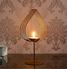 Load image into Gallery viewer, EMBELLISH Golden Eye Candle Holder with Candle | Glass Design Candle Stand | Diwali Light | Festive Light | Decorative Light | Standing Candle Stand (1) - Home Decor Lo