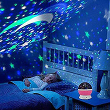 Load image into Gallery viewer, AZOD Star Projector Romantic LED 360 Degree Rotation 4 LED Bulbs 9 Light Color Changing with USB Cable Night Light Lamp (Multicolour) - Home Decor Lo