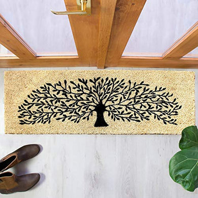 Onlymat Natural Coir| Attractive Tree Print| PVC Backing| Long-Lasting| Heavy Duty| Weather Resistant| Indoor| Covered Door | Doormat- 120 x 40 cm (Beige Color) - Home Decor Lo