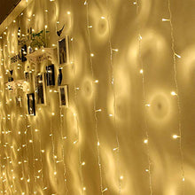 Load image into Gallery viewer, CITRA 240 LED 9.8Feet Curtain Lights Icicle Lights Fairy String Lights with 8 Modes for Wedding Party Family Patio Lawn Decoration - Warm White - Home Decor Lo