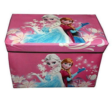 LakhanPal® Folding Storage Ottoman Box, Faux Leather Footrest Stool Seat, Storage Organizer Toy Chest /Sitting Stool/Stool/Pouffes for Living and Bedroom(50 cm x 30 cm x 30 cm) (Frozen Girls) - Home Decor Lo