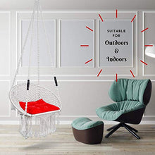 Load image into Gallery viewer, Curio Centre Make in India Round Premium Swing with Polyester Ropes & Mild Steel Frame for Adults & Kids/Indoor Outdoor Hanging Swing Chair with Cushion & Accessories (73 x 81 x 149 cm, White) - Home Decor Lo