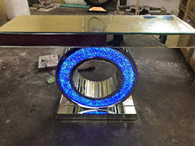 Load image into Gallery viewer, Venetian Image O Shaped Mirrored Console Table with Blue LED Light