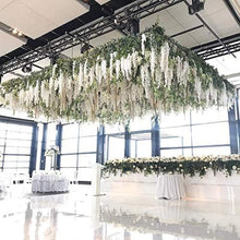 Load image into Gallery viewer, Fourwalls Artificial Polyester and Plastic Hanging Orchid Flower Vine (110 cm Tall, White, Set of 6) - Home Decor Lo