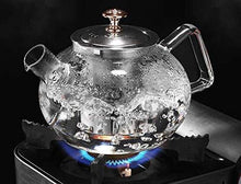 Load image into Gallery viewer, BMG Import Export Heat Resistant Flame Proof Clear Borosilicate Glass Kettle Stove Top Safe Blooming and Loose Tea Pot with Stainless Steel Infuser and Lid , 1000 ml - Home Decor Lo