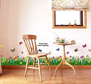 Decals Design 'Walking in the Garden Flower' Wall Sticker (PVC Vinyl, 70 cm x 25 cm), Multicolour - Home Decor Lo