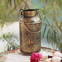 Load image into Gallery viewer, SADHUBELA Iron Milk Can Patterned Lantern (Gold_5.1 Inch X 5.1 Inch X 7.8 Inch) - Home Decor Lo