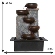 Load image into Gallery viewer, Chronikle Designer Polystone 5 Steps Indoor Table Top Water Fountain with LED Lights and Water Pump (Brown, 42cm X 31cm X 23cm) - Home Decor Lo