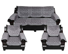 Load image into Gallery viewer, SQUATTY 12 Pieces Velvet Sofa Cover Set of 5 Seater with Arms Set,Black, Sliver - Home Decor Lo