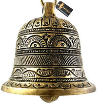 Load image into Gallery viewer, Two Moustaches Ethnic Carved Brass Temple Hanging Designer Bell - Home Decor Lo