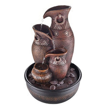 Load image into Gallery viewer, Trency Polyresin Brown Four Step Indoor Table Top Water Fountain with Adjustable Speed Control(Size: 27 * 42 * 27 cm) - Home Decor Lo
