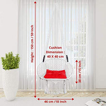 Load image into Gallery viewer, Curio Centre Make in India Round Premium Swing with Polyester Ropes & Mild Steel Frame for Adults & Kids/Indoor Outdoor Hanging Swing Chair with Cushion & Accessories (73 x 81 x 149 cm, White) - Home Decor Lo