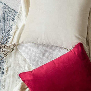 Khooti Velvet Cushion Cover, 20x20 (Red)(Pack of 2) - Home Decor Lo
