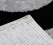 Load image into Gallery viewer, The Home Talk Modern Microfibre Polyester Shaggy Bedside Runner, Soft Rug for Bedroom Living Room Kitchen- 50x150 cm (Black Silver) - Home Decor Lo