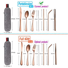 Load image into Gallery viewer, HOMMALY Portable Stainless Steel Silverware Travel Flatware Tableware Set with Case, Include Knife/Fork/Spoon/Straw (Rose Gold) - Home Decor Lo