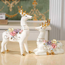 Load image into Gallery viewer, UNIVERSE LIGHTS Ceramic Deer Figurine Fawn Statue Sculpture, Large, White, Set of 2
