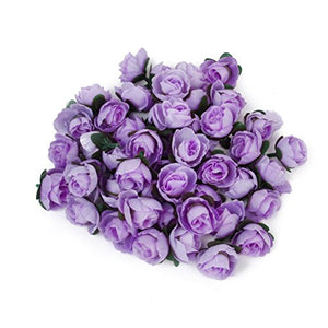 Light Purple : Tinksky 50pcs 3cm Artificial Roses Flower Heads Wedding Decoration (Light Purple) - Home Decor Lo