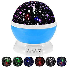 Load image into Gallery viewer, AZOD Star Projector Romantic LED 360 Degree Rotation 4 LED Bulbs 9 Light Color Changing with USB Cable Night Light Lamp (Multicolour) - Home Decor Lo
