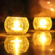 Load image into Gallery viewer, Brahmz Candle Holder Crackle Tealight Votive for Home Decor Gift Glass Candle Votive (Yellow - Pack of 2) - Home Decor Lo