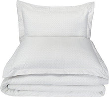 Load image into Gallery viewer, AmazonBasics Microfiber 3-Piece Quilt/Duvet/Comforter Cover Set - Queen, Grey Crosshatch - with 2 pillow covers - Home Decor Lo