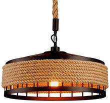 Load image into Gallery viewer, C&K Ceiling Light, Retro Industrial Iron Vintage Loft Ceiling Lamp Chandelier Rustic Hemp Rope Iron Candlestick Pendant Light Round Hanging Iron Cage Hanging (Without Lamp) - Home Decor Lo