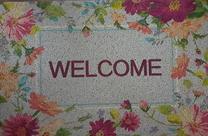 Heavy Duty Coir Door Mat Printed with All Season Welcome for Main Entrances of Home Office School Institutions 45 X75 cm with Rubber Backing Brand: Mats Avenue - Home Decor Lo