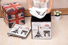 Load image into Gallery viewer, Almand Portable & Foldable Laundry Box Cum Sitting Stool Folding Attractive Prints Pouffe/Sitting Stool/Stool/pouffes for Living Room/Puffy Stool (12" L×12" W ×12" H)(1 pcs) - Home Decor Lo