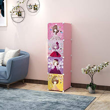 Load image into Gallery viewer, Keshav International Kid's Wardrobe Cabinet 4 Door Storage Organizer Almirah Rack Shelf for Clothes Living Room Bedroom Yellow Colour (Pink) - Home Decor Lo