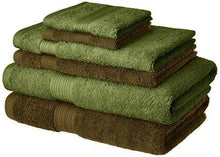 Load image into Gallery viewer, Amazon Brand - Solimo 100% Cotton 6 Piece Towel Set, 500 GSM (Brown and Olive Green) - Home Decor Lo