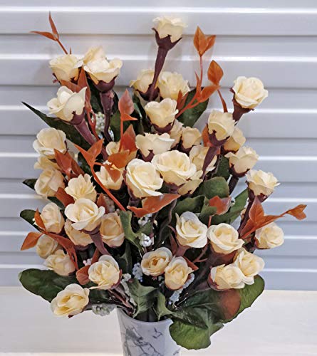 ARTSY Artificial Flowers for Home Decoration Mini Rose Cream Bunch Pa Home Decor Lo