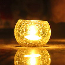 Load image into Gallery viewer, Brahmz Candle Holder Crackle Tealight Votive for Home Decor Gift Glass Candle Votive (Yellow - Pack of 2) - Home Decor Lo