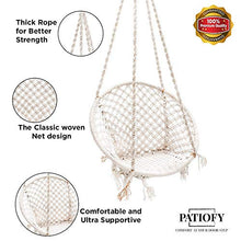 Load image into Gallery viewer, Patiofy Made in India Swing Chair for Balcony Home Indoor/Outdoor Hanging Wooden Swing for Kids jhula Hanging Chair (White) - Home Decor Lo