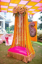Load image into Gallery viewer, dannyboyzs Dennis Artificial Marigold Flowers 5 Orange and 5 Yellow Garland for Diwali, Housewarming, Christmas, Decorations (5 ft, 10 Strings) - Home Decor Lo
