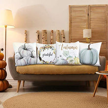 Load image into Gallery viewer, Autumn Decorations Pumpkin Throw Pillow Cover Cushion Couch Cover Pillow Cases Set of 4 for Autumn Halloween Thanksgiving Day (Blue-Gray,18 X 18 Inch) - Home Decor Lo