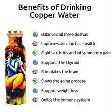 Load image into Gallery viewer, Golden Valley Radha Krishna Printed Pure Copper Water Bottle 1000 ml - Home Decor Lo
