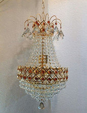 Load image into Gallery viewer, Roshni & Light Small Metallic Chandelier with Colour Crystal (Multicolour) - Home Decor Lo